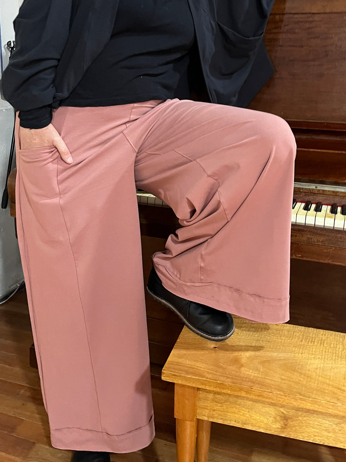 Palazzo EVASÉ  extra largo | Lycra Algodón Intermedia | Rosa