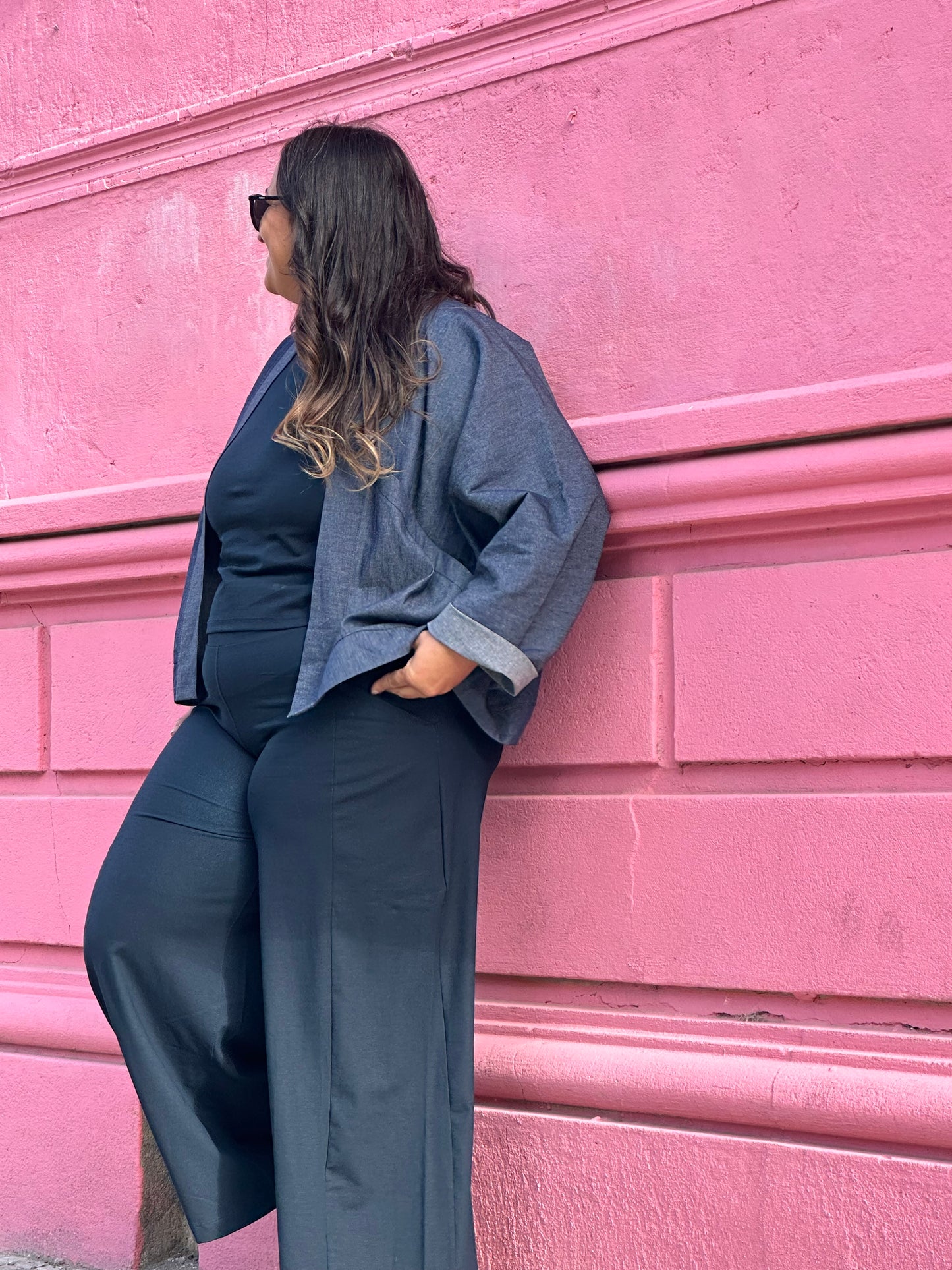 Palazzo EVASÉ | Jersey Algodón Azul