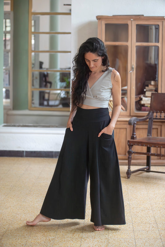 Palazzo EVASÉ | Lycra Algodón Liviana | Negro